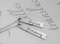 Engraved Gold or Sterling Silver Bar Necklace- Set of 2 bars hanging together - LillaDesigns