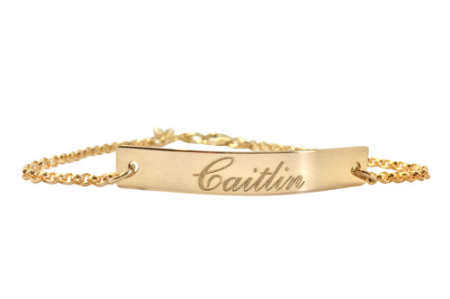Engraved Custom Bracelet - Coordinates Name Gold Bar Bracelet - LillaDesigns