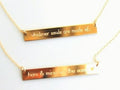 Name Necklace Mom Necklace Custom Engraved - Gold Bar Necklace - LillaDesigns
