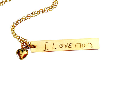 Handwriting Necklace with heart - LillaDesigns