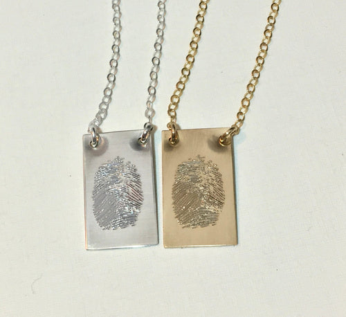 Fingerprint Jewelry Custom Fingerprint Gold Necklace Actual Handwriting Necklace baby footprint engraved Sterling Silver Personalized