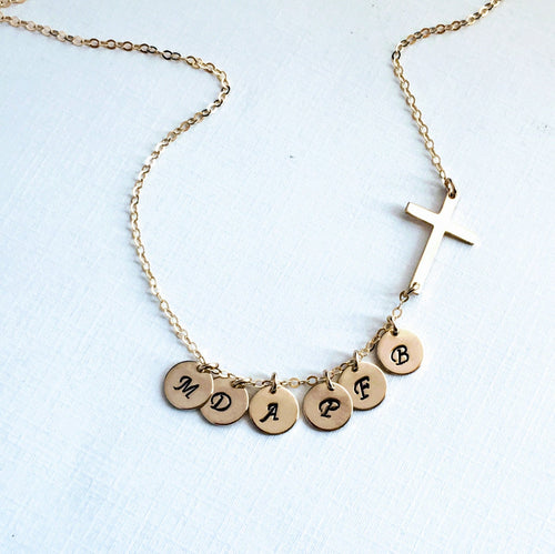 Personalized Mom necklace Sideways cross necklace, gift for mom