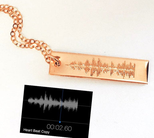 Heartbeat Necklace Custom Heart Beat Jewelry Vertical Bar Baby sonogram engraved Gift for New Mother Pregnancy Present