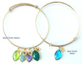 Personalized Mothers Bracelet Gift for wife Initial Bracelet Custom bangle Birthstone Initial Bracelet Family Tree Jewelry Initial leaf