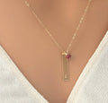 Mom Necklace with kids names Custom engraved bar initial reversible engraving birthstone charm added vertical bar 14 K gold sterling silver