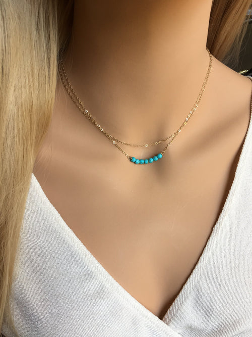Turquoise Choker Layered Choker Necklace minimalist gold gemstone bar choker Delicate necklace Silver, rose Gold