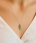 Birthstone Necklace Initial jewelry small tag necklace with Swarovski birthstone Best Friend Gift Gold Dainty Mom Name Necklace Initial