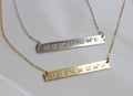 Gold Bar Engraved Necklace - Number Nameplate bar necklace,  Sterling Silver Bar - Horizontal bar pendant - LillaDesigns
