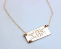 MONOGRAMMED initials 3 letter Disc Gold two 2 hole Rectangle Necklace, Customized