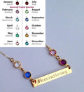 Gold Bar Necklace, Birthstone Personalized Mothers Necklac - LillaDesigns