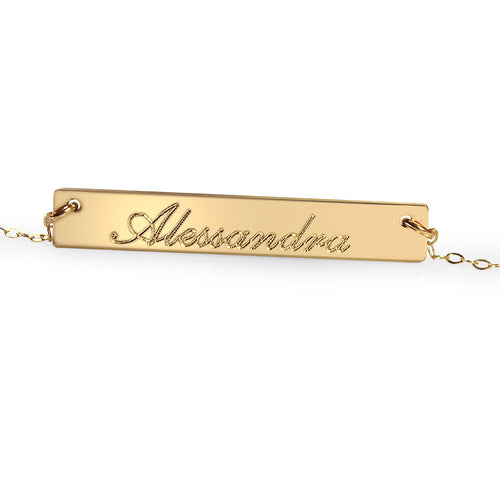 Personalized Name Necklace, Gold Bar Necklace - LillaDesigns