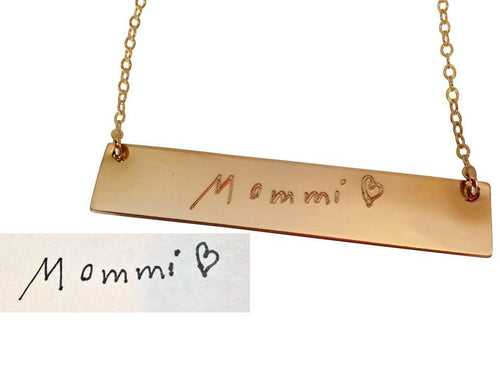Handwriting Signature Necklace / Children art drawing engraved - LillaDesigns
