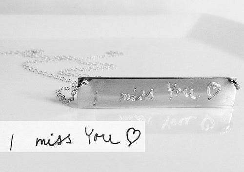 Handwriting Necklace Signature Necklace Children art drawing engraved Engraved Sterling Silver Necklace Actual Handwriting memorial necklace