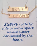 Big sis lil sis necklace, Gold Bar Necklace - LillaDesigns