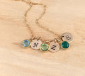Personalized Silver Initial Necklace with Swarovski Birthstones - LillaDesigns