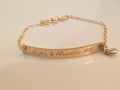 Initial or Name Gold Bar Bracelet - Bracelet with heart charm - Mom jewelry - LillaDesigns