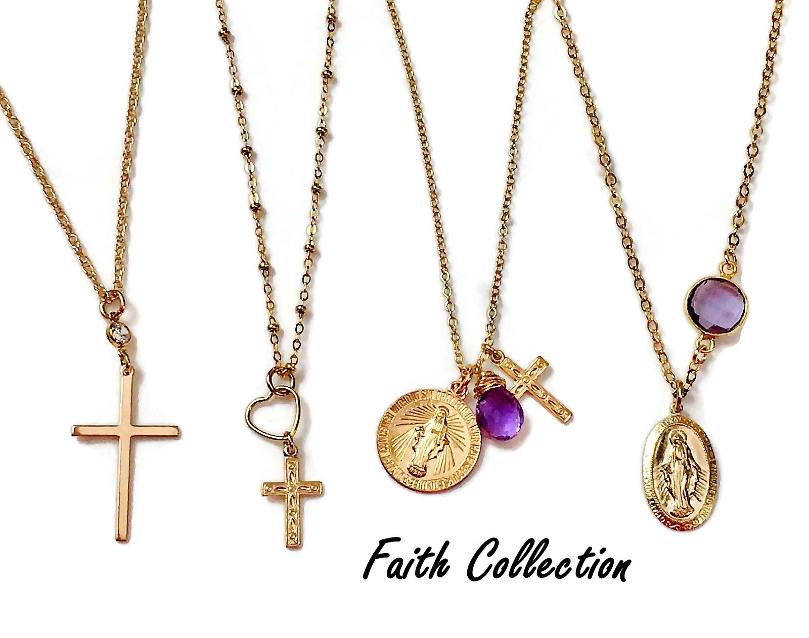 Catholic Jewelry Cross Virgin Mary Necklace