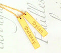 Engraved Gold or Sterling Silver Bar Necklace- Set of 2 bars hanging together - LillaDesigns