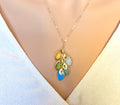 Birthstone Necklace Initial Necklace Personalized Mom gift - LillaDesigns