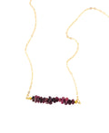 Raw Gemstone Bar Necklace Garnet Necklace January Birthstone