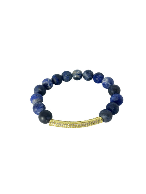 Gem Bead Collection - Navy Agate Bracelet - LillaDesigns