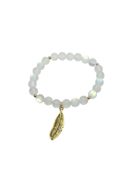 Gem Bead Collection - White Feather Bracelet - LillaDesigns