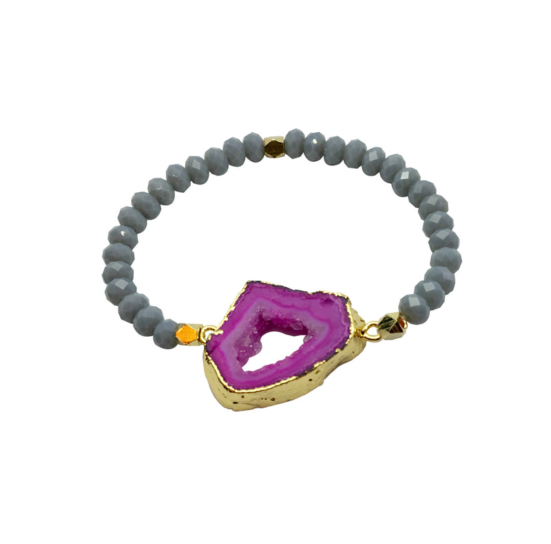 Bohemian Pink Collection - Pink Druzy Bracelet - LillaDesigns