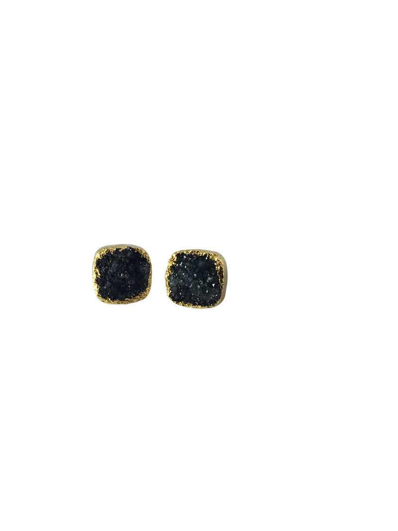 Black Noir Collection - Druzy Stud Earrings - LillaDesigns