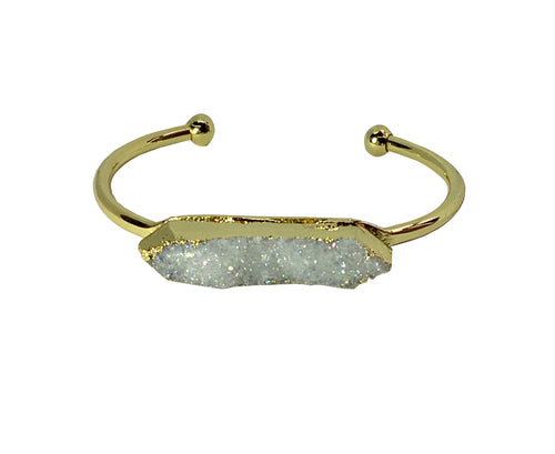 Druzy Bangle Collection - White Druzy Gold Bangle - LillaDesigns