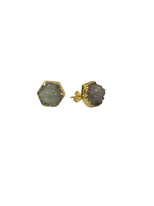 Snow White Collection - Light Druzy Stud Earrings