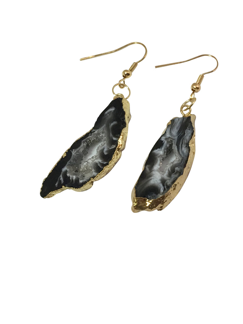 Black Noir Collection - Dark Druzy Earrings - LillaDesigns