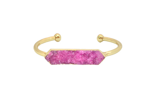 Druzy Bangle Collection - Bohemian Pink Druzy Gold Bangle - LillaDesigns