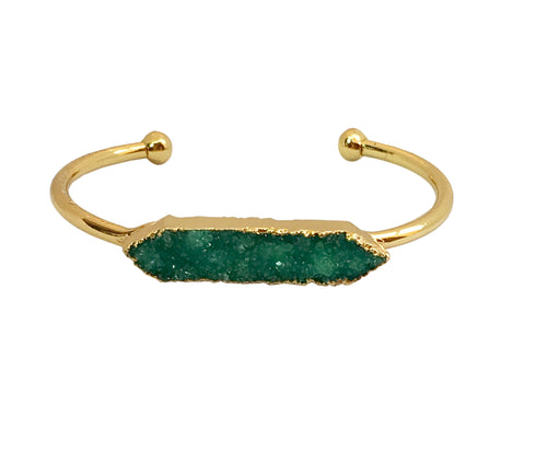 Druzy Bangle Collection - Green Druzy Gold Bangle - LillaDesigns