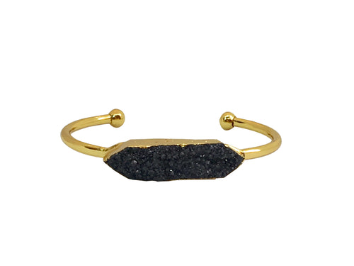 Druzy Bangle Collection - Black Druzy Gold Bangle - LillaDesigns