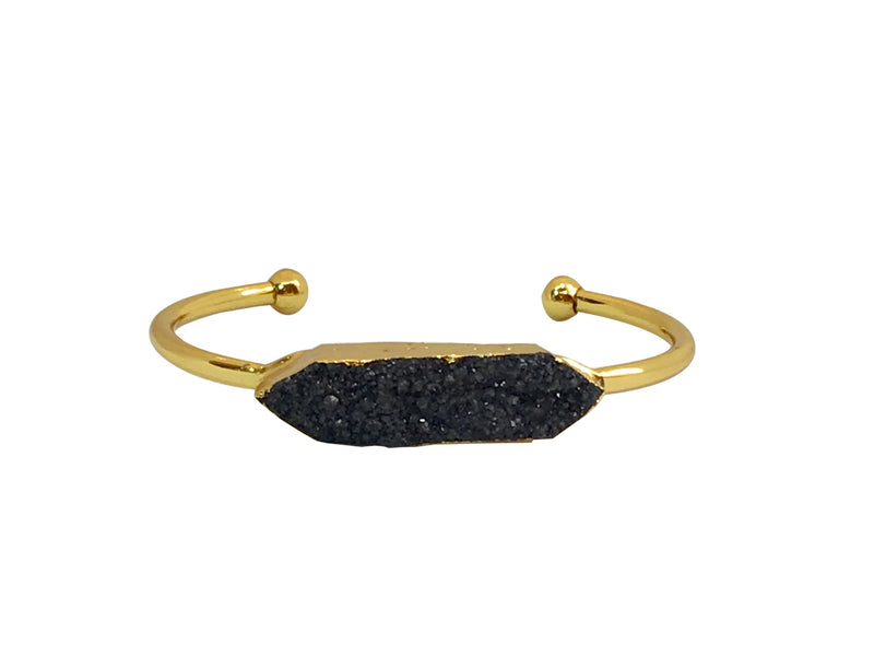 Druzy Bangle Collection - Black Druzy Gold Bangle - LillaDesigns