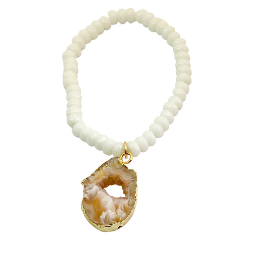 White Geode Collection - White Druzy Dangle Bracelet