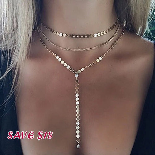 The Goddess Lariat Coin Choker Set