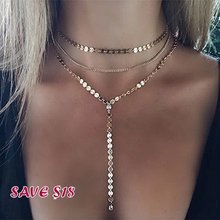 The Goddess Lariat Coin Choker Set