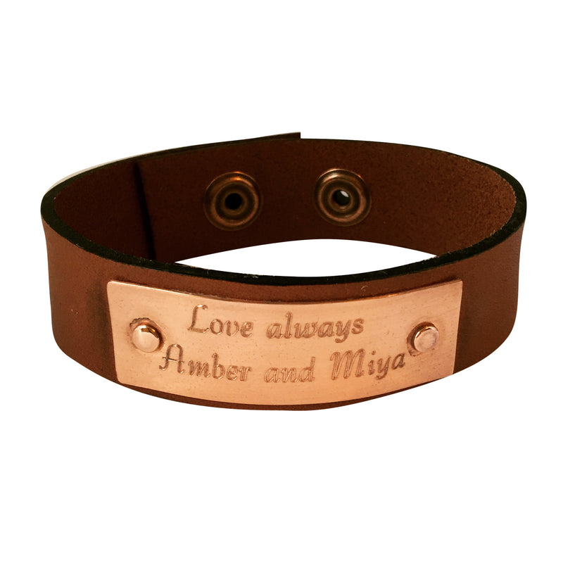 Men's Coordinate  Leather Engraved Cuff - LillaDesigns