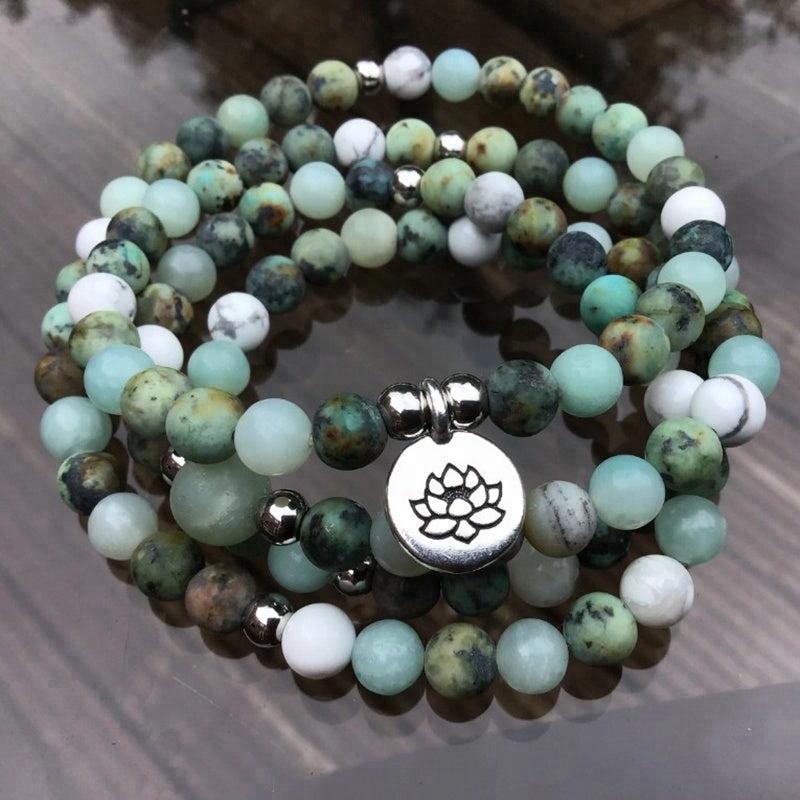 African Turquoise Grounding Mala Bracelet 108 beads