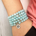 Aquamarine Mala Bracelet 108 beads