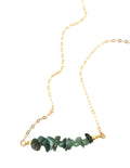Raw Gemstone Bar Necklace Garnet Necklace January Birthstone
