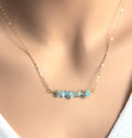 Raw Gemstone Bar Necklace Garnet Necklace January Birthstone