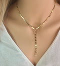 Lariat Choker Necklace Gold Lariat Necklace - LillaDesigns