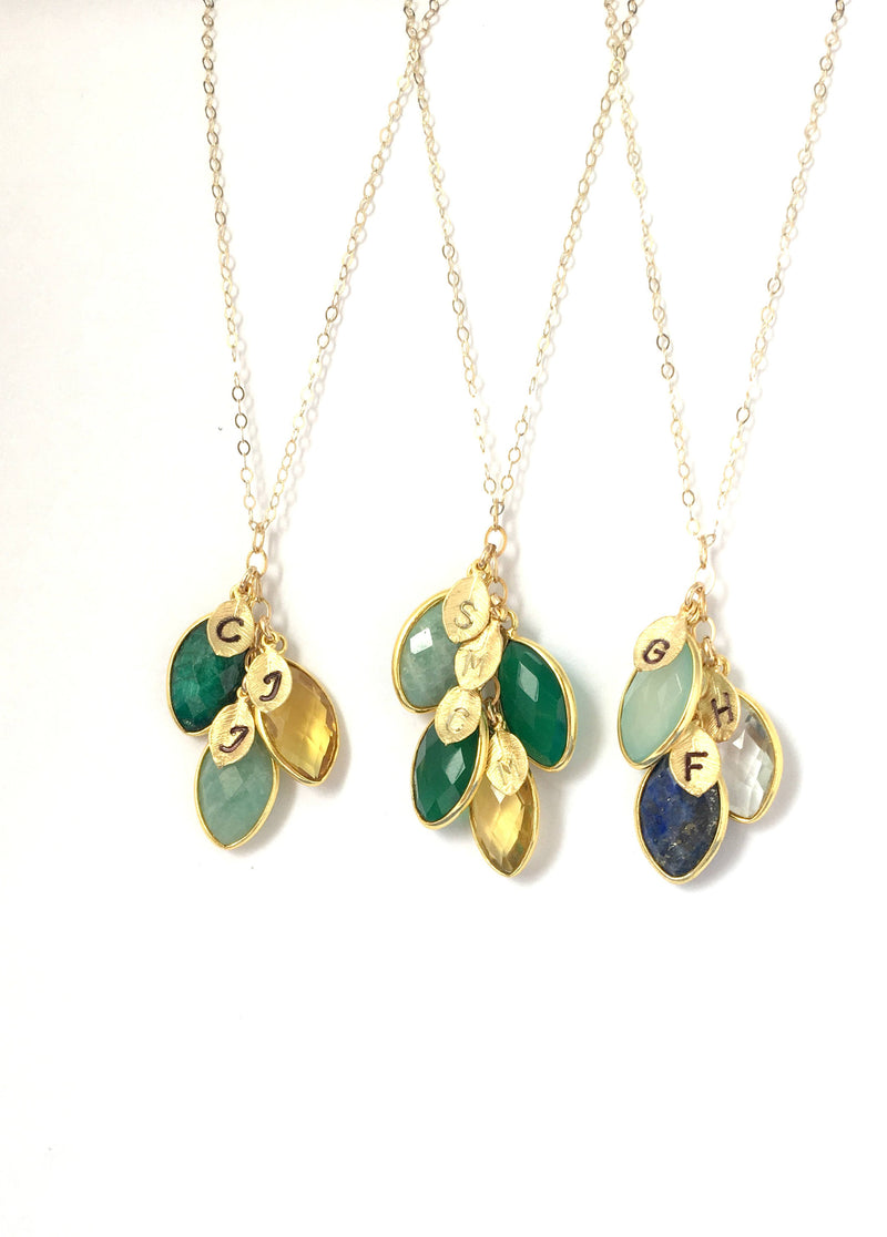 Birthstone Silver 18" 5 gems 5 leafs