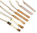 Vertical Bar Custom Coordinate Gold Bar Engraved Necklace