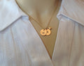 Gold Initial Necklace Personalized Disc Necklace Handstamped Initials - LillaDesigns