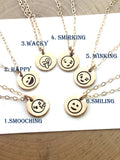 Emoji Necklace Kissy Face Necklace Gift for best friend necklace emoji disc necklace rose gold sterling silver gift for her happy face - LillaDesigns