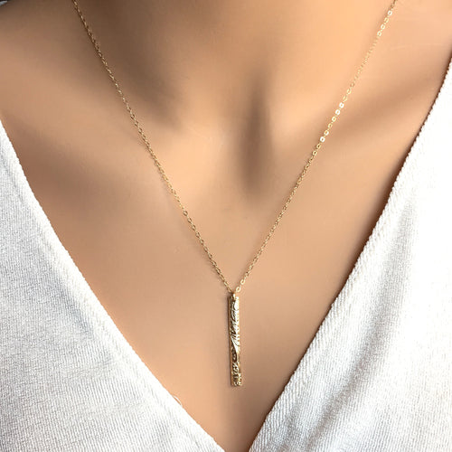 Floral Bar Necklace 14 K Gold Fill or Sterling Silver - LillaDesigns