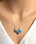 Birthstone Necklace Initial Necklace Personalized Mother gift - LillaDesigns